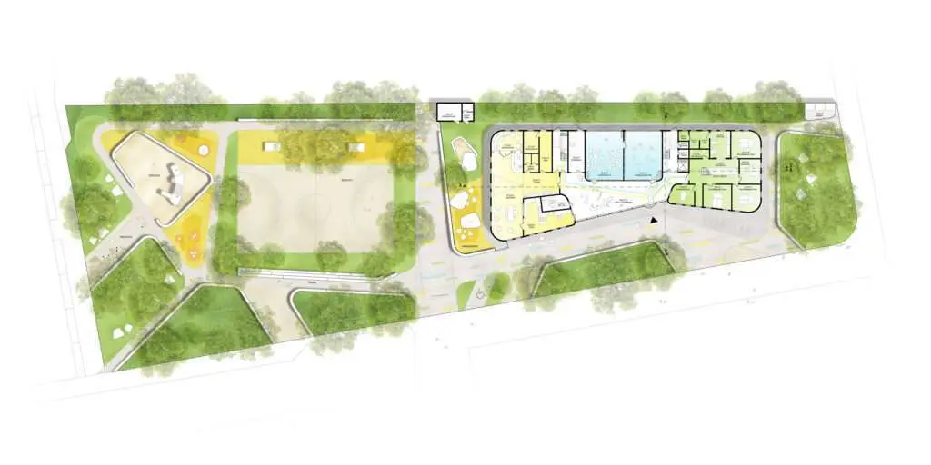 Grundriss eines modernen Bürokomplexes